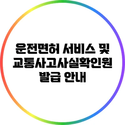 운전면허 서비스 및 교통사고사실확인원 발급 안내