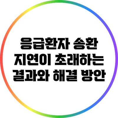 응급환자 송환 지연이 초래하는 결과와 해결 방안