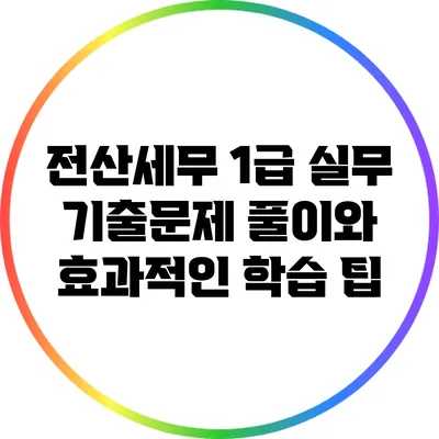 전산세무 1급 실무 기출문제 풀이와 효과적인 학습 팁