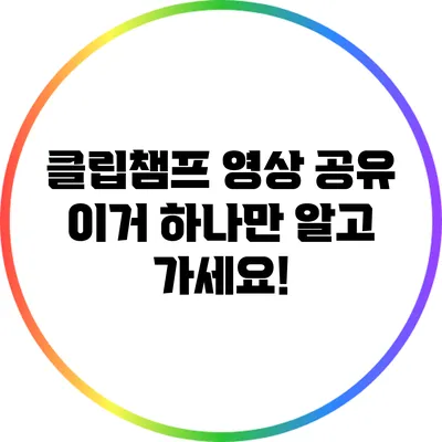 클립챔프 영상 공유 이거 하나만 알고 가세요!