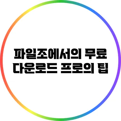 파일조에서의 무료 다운로드 프로의 팁