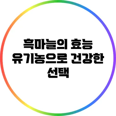 흑마늘의 효능: 유기농으로 건강한 선택