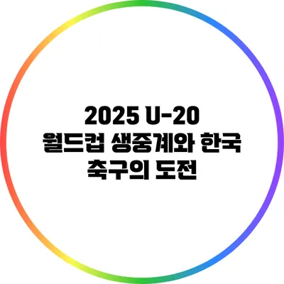 2025 U-20 월드컵 생중계와 한국 축구의 도전