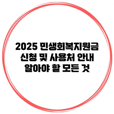 2025 민생회복지원금 신청 및 사용처 안내: 알아야 할 모든 것
