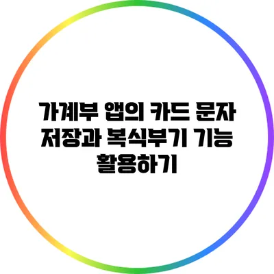 가계부 앱의 카드 문자 저장과 복식부기 기능 활용하기