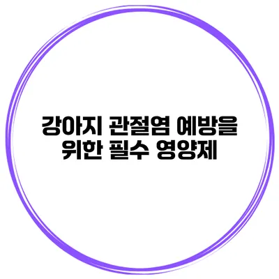 강아지 관절염 예방을 위한 필수 영양제