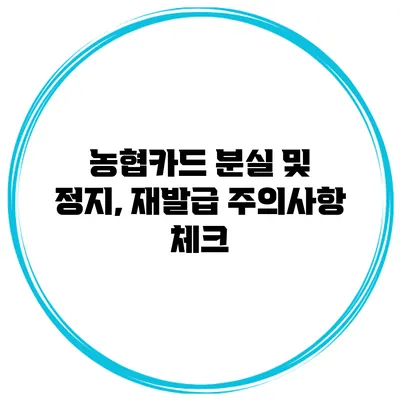 농협카드 분실 및 정지, 재발급 주의사항 체크