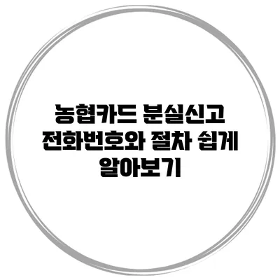 농협카드 분실신고 전화번호와 절차 쉽게 알아보기