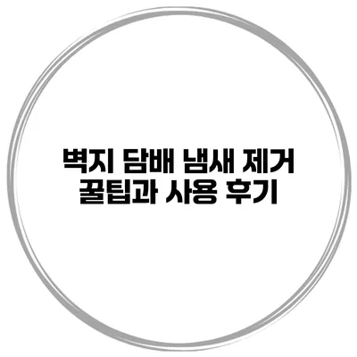 벽지 담배 냄새 제거 꿀팁과 사용 후기