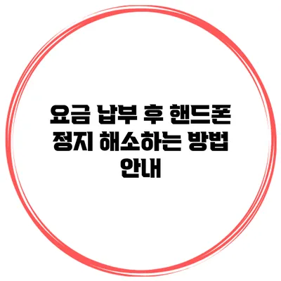 요금 납부 후 핸드폰 정지 해소하는 방법 안내