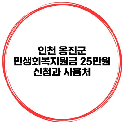 인천 옹진군 민생회복지원금 25만원 신청과 사용처