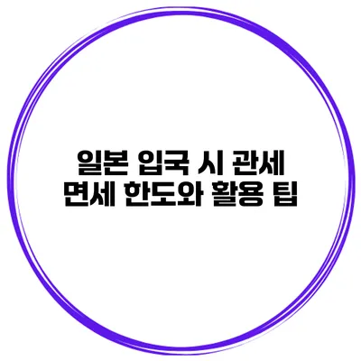일본 입국 시 관세 면세 한도와 활용 팁
