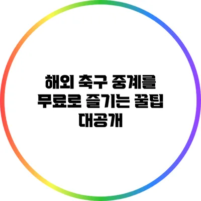 해외 축구 중계를 무료로 즐기는 꿀팁 대공개