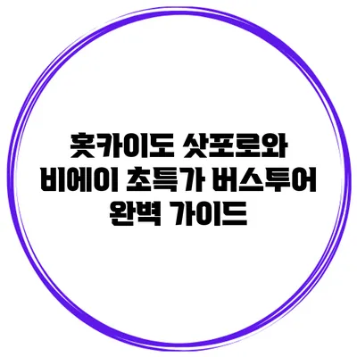 홋카이도 삿포로와 비에이 초특가 버스투어 완벽 가이드