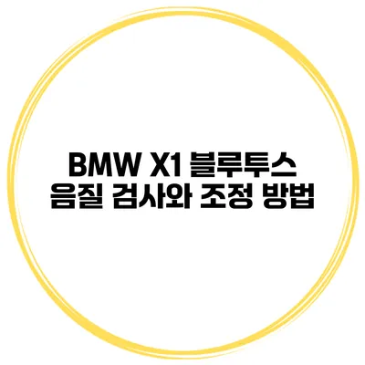 BMW X1 블루투스 음질 검사와 조정 방법