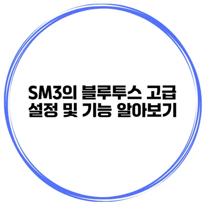 SM3의 블루투스 고급 설정 및 기능 알아보기