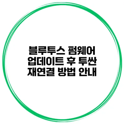 블루투스 펌웨어 업데이트 후 투싼 재연결 방법 안내