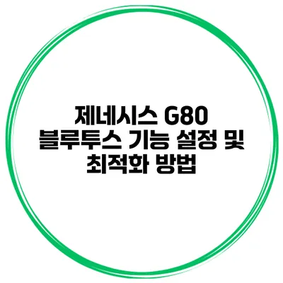 제네시스 G80 블루투스 기능 설정 및 최적화 방법