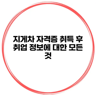 지게차 자격증 취득 후 취업 정보에 대한 모든 것